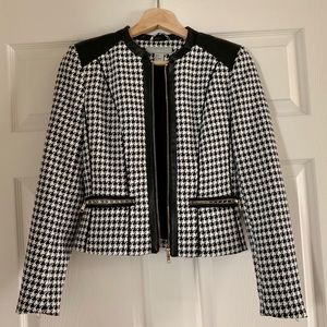 Houndstooth checkered zip up jacket